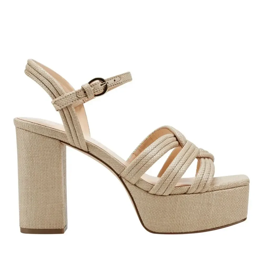 Marc Fisher LTD Cairo Platform Sandal in Medium Natural Size 9